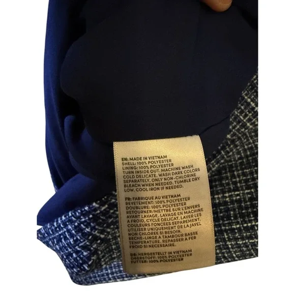 Lands End Womens Navy Blue White Tweed Sleeveless Shift Dress Petite Large 14-16 - Picture 6 of 6